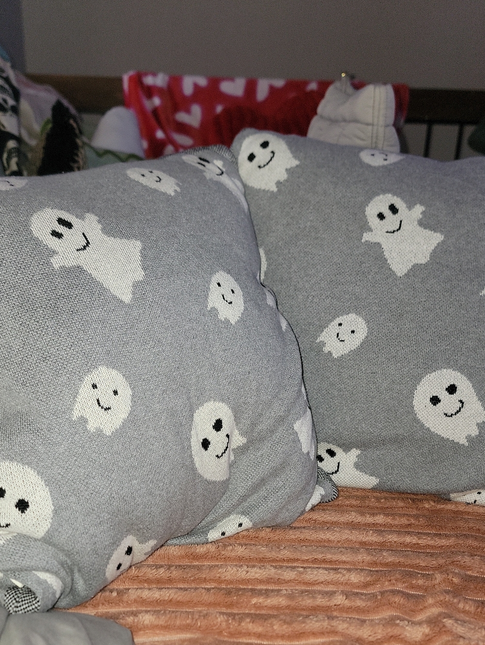 2 Ghost Print Gray Decorative Pillows By Mary & Edgar